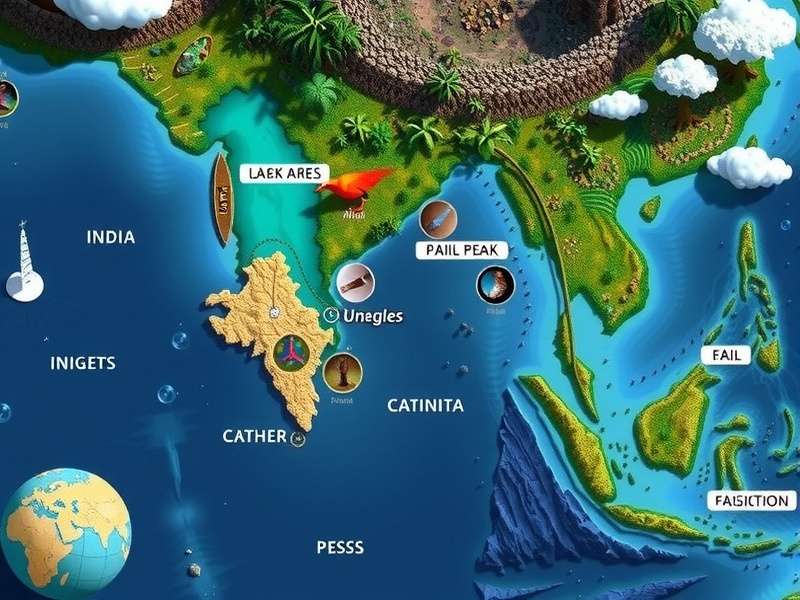 Peak Game Tropical Map landscape showing jungle and beach