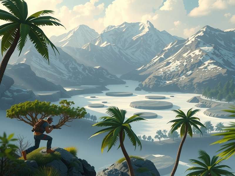 Peak Game gameplay screenshot showing mountain scenery