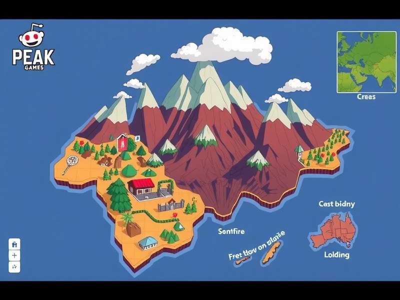 Peak Game Today's Map Showing High-Ground Terrain and Item Spawn Points