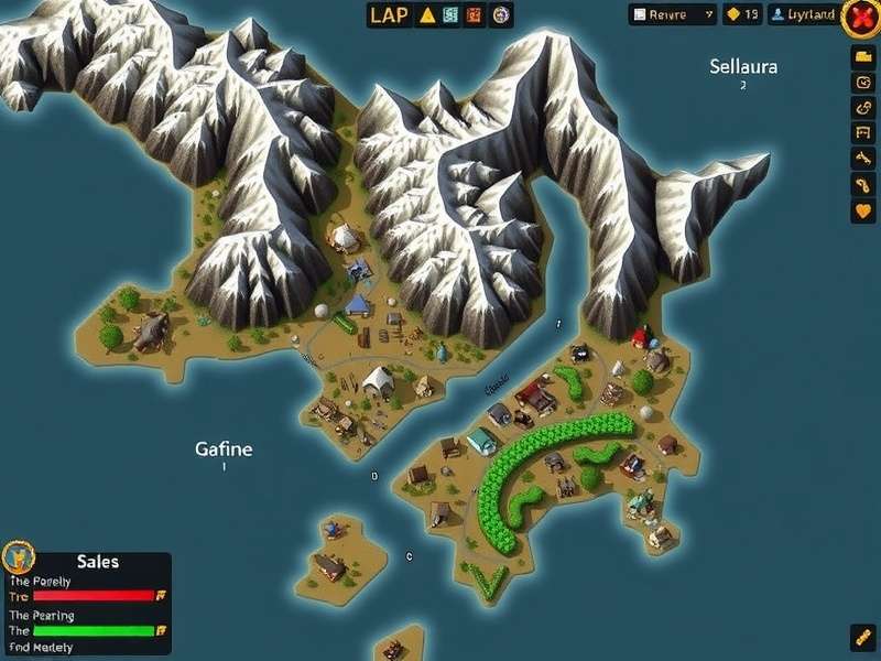 Interactive Peak Game World Map showing all regions, landmarks, and resource nodes