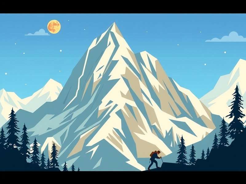 Peak Climbing Game screenshot showing a climber on a snowy ridge