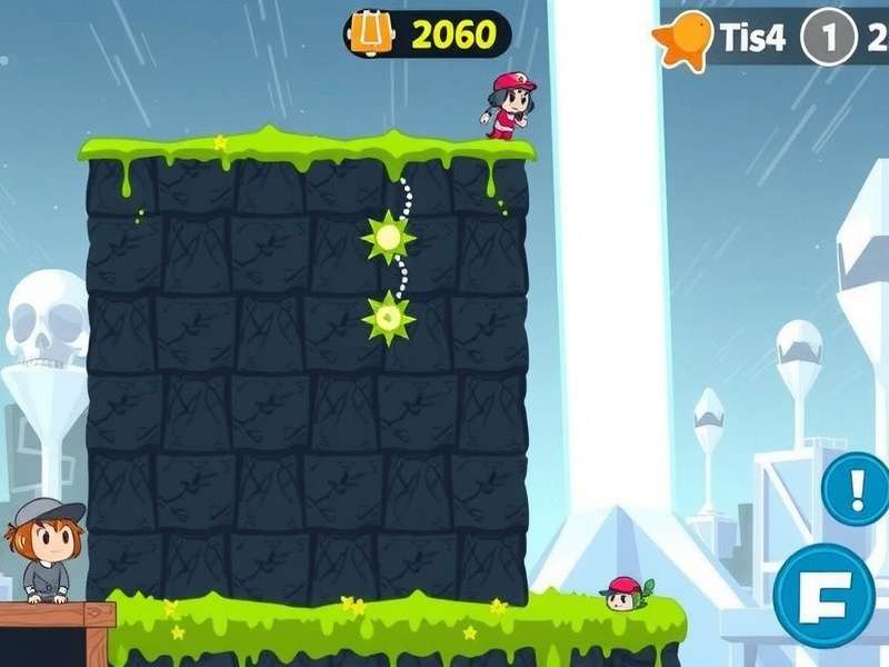 Gameplay screenshot of Peak showing a climber on a treacherous rock face