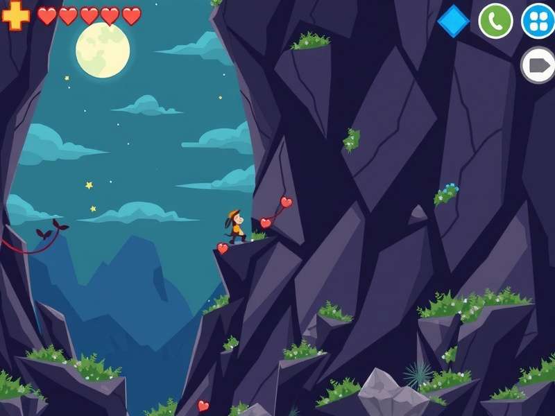 Digital rendering of a climber on a virtual mountain peak