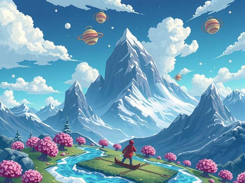 A climber navigating a treacherous ice wall in the Peak game on a large console screen