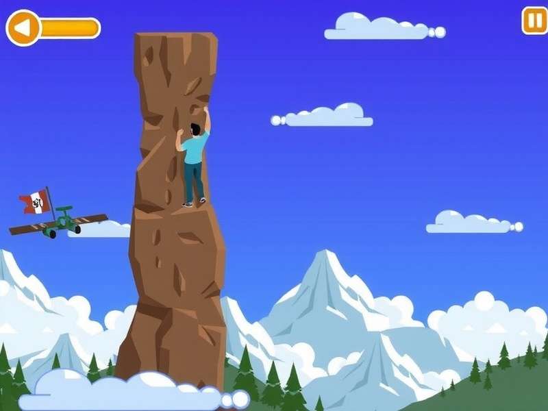 Climb Game vertical racing arena with peak summit view