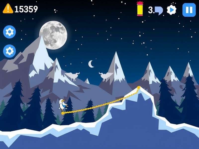 Peak Game Android mobile gameplay screenshot showing vibrant mountain peaks and UI